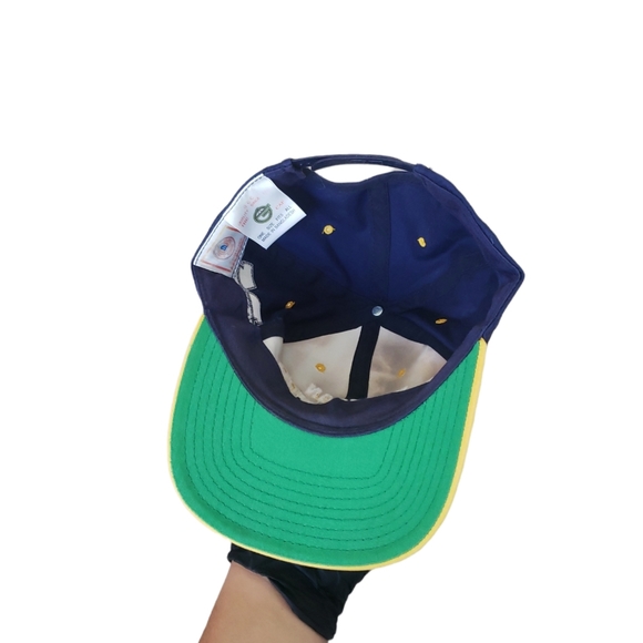 VTG 80s Michigan Wolverines Spellout University Snapback Cap Hat Snap Blue and y - Picture 11 of 15